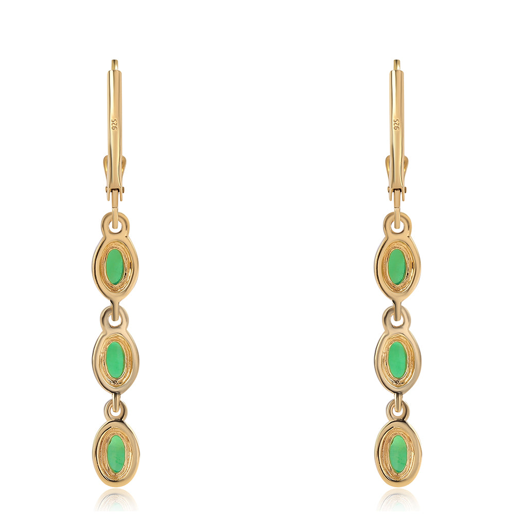 Cercei din Argint 925 Placat cu Aur ( 2.75 grame ) cu Opal Verde Etiopian Lega Dembi 0.96 Carate 3 