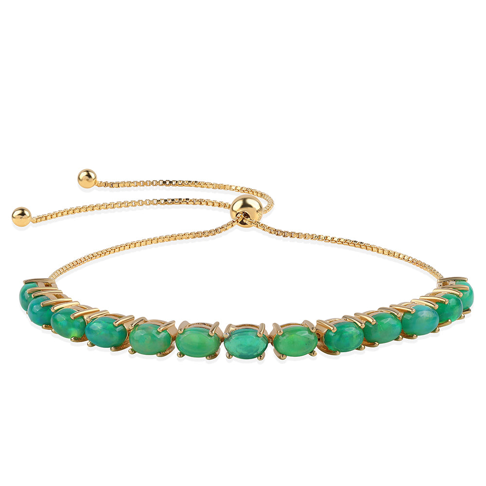 Brățară din Argint 925 Placat cu Aur ( 5.28 grame ) cu Opal Verde Etiopian Lega Dembi 4.42 Carate