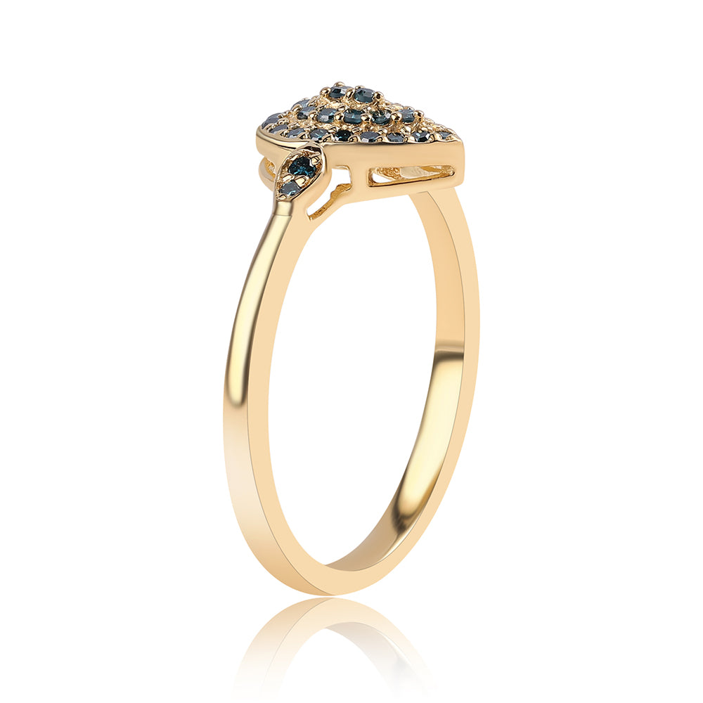 Inel din Argint 925 Placat cu Aur ( 1.87 grame ) cu Diamant Albastru 0.2 Carate 2 