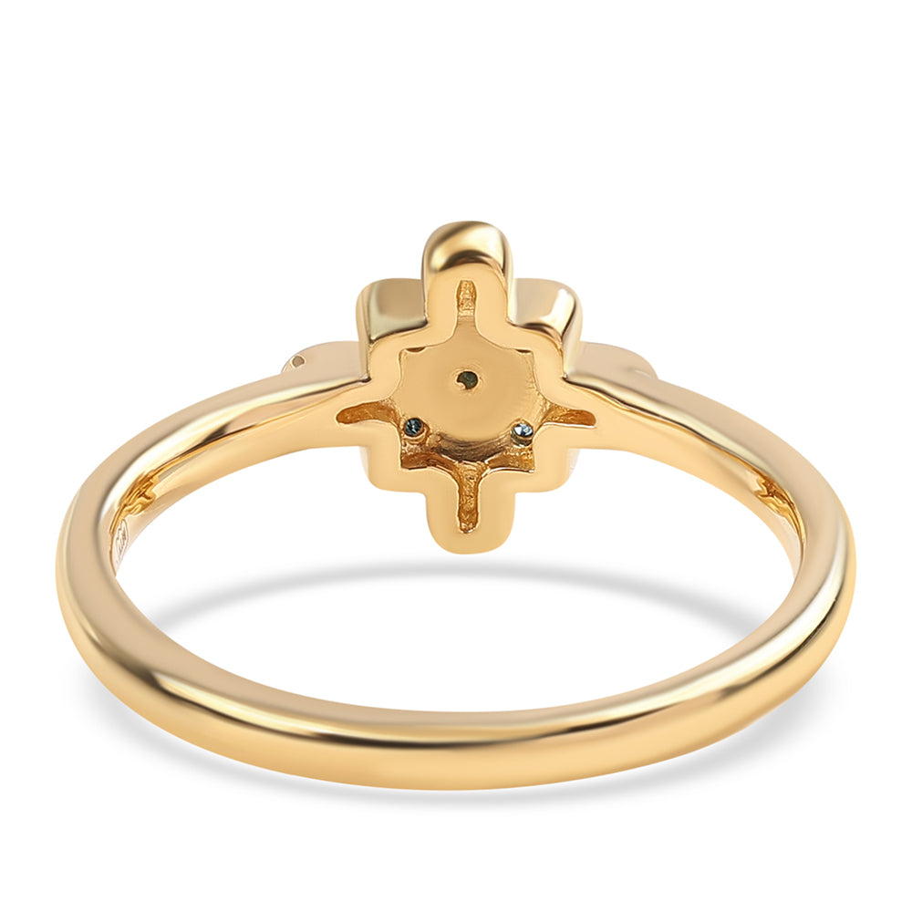 Inel din Argint 925 Placat cu Aur ( 2.22 grame ) cu Diamant Albastru 0.04 Carate