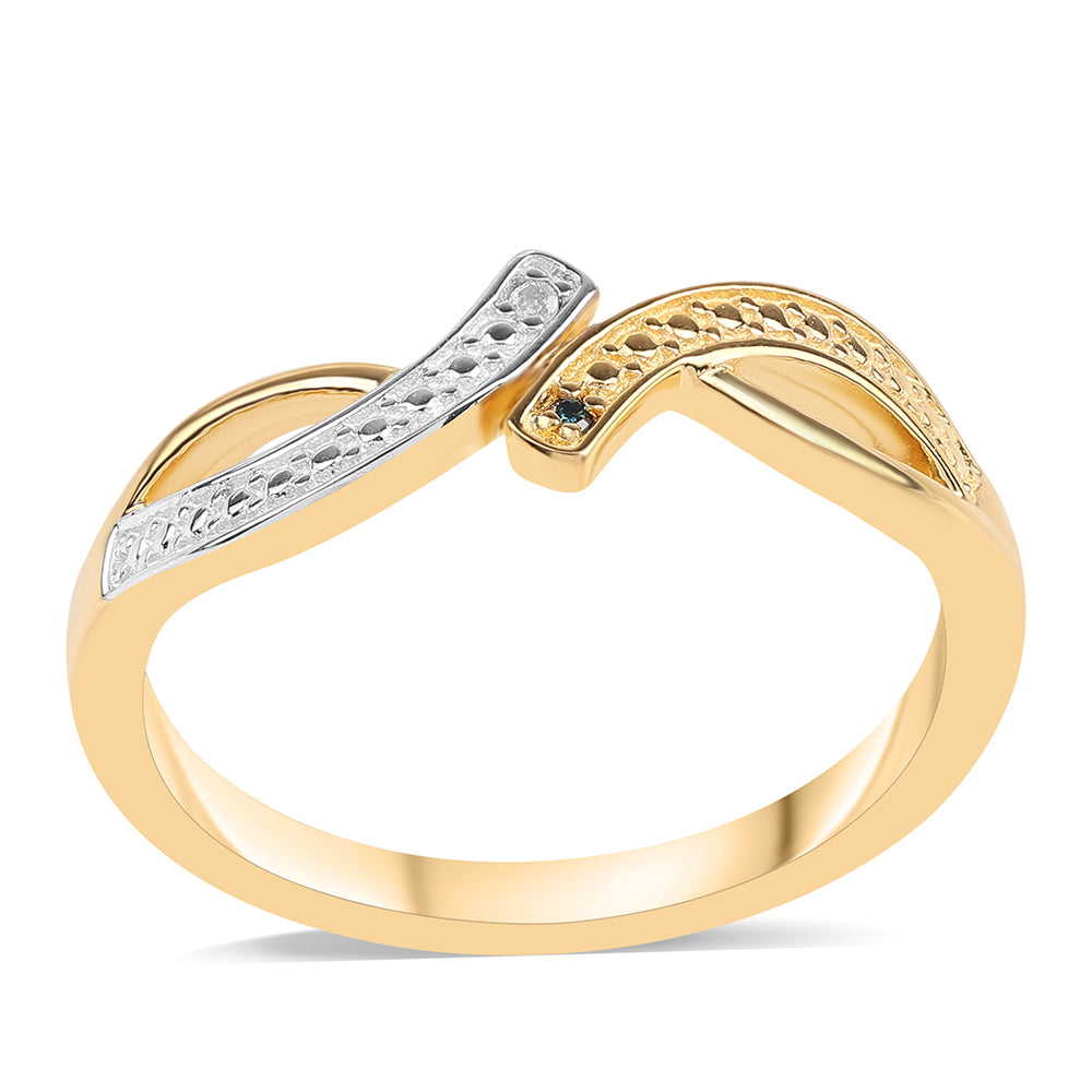 Inel din Argint 925 Placat cu Aur ( 2.46 grame ) cu Diamant Albastru și Topaz Alb 0.01 Carate 1 