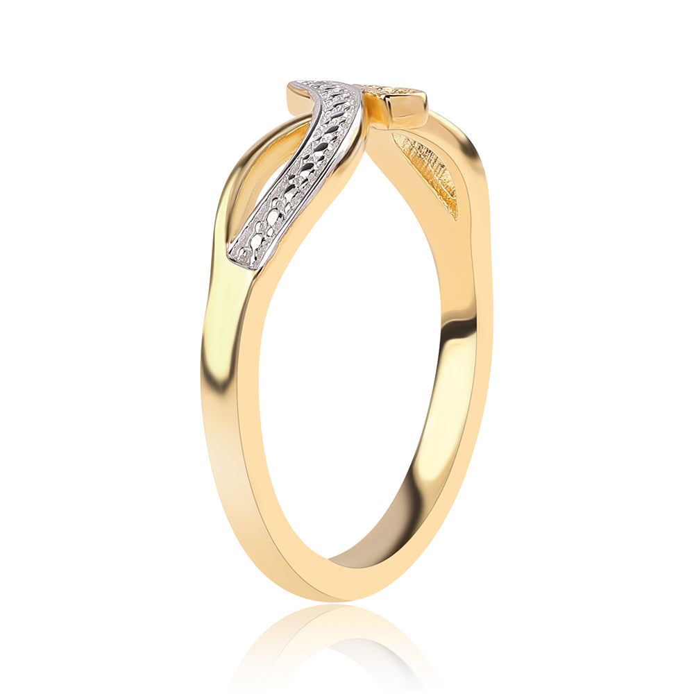 Inel din Argint 925 Placat cu Aur ( 2.46 grame ) cu Diamant Albastru și Topaz Alb 0.01 Carate 3 