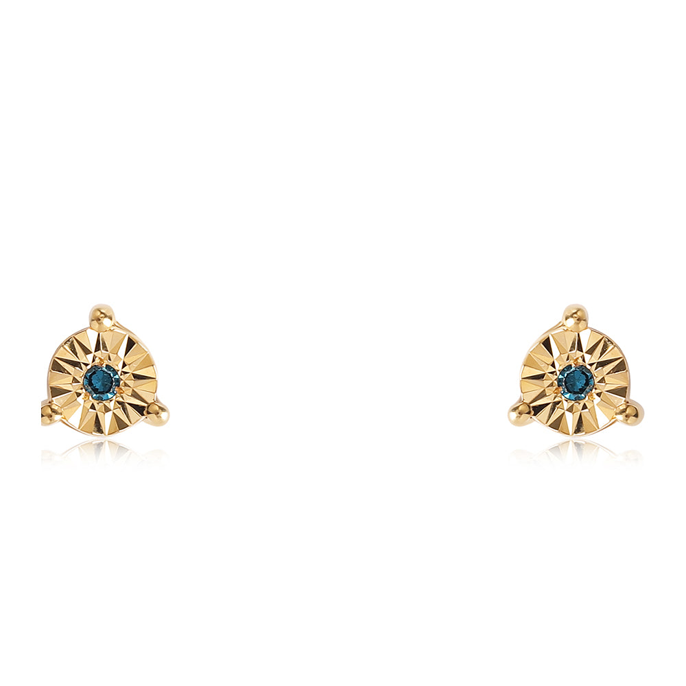 Cercei din Argint 925 Placat cu Aur ( 1 grame ) cu Diamant Albastru 0.02 Carate