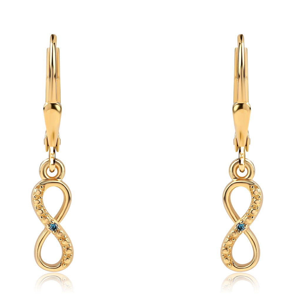 Cercei din Argint 925 Placat cu Aur ( 2.03 grame ) cu Diamant Albastru 0.01 Carate 2 