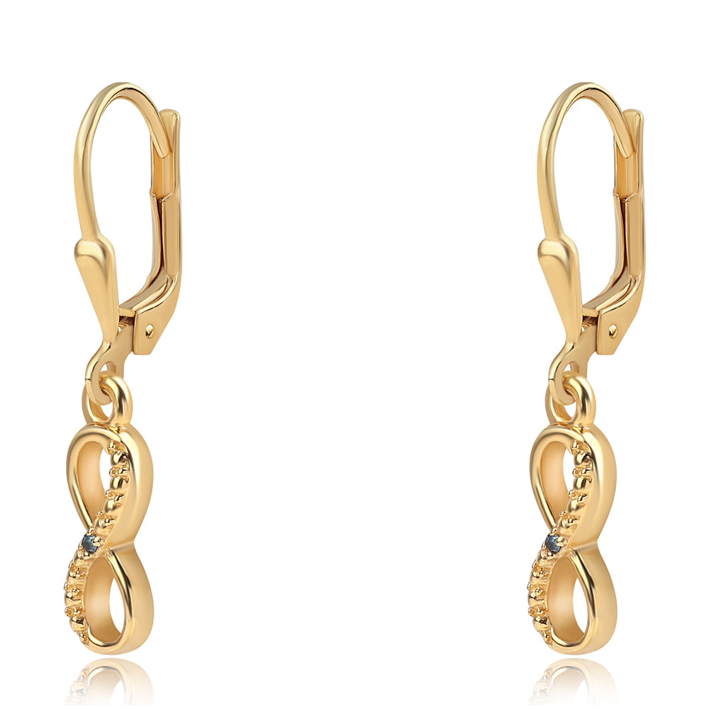 Cercei din Argint 925 Placat cu Aur ( 2.03 grame ) cu Diamant Albastru 0.01 Carate 1 