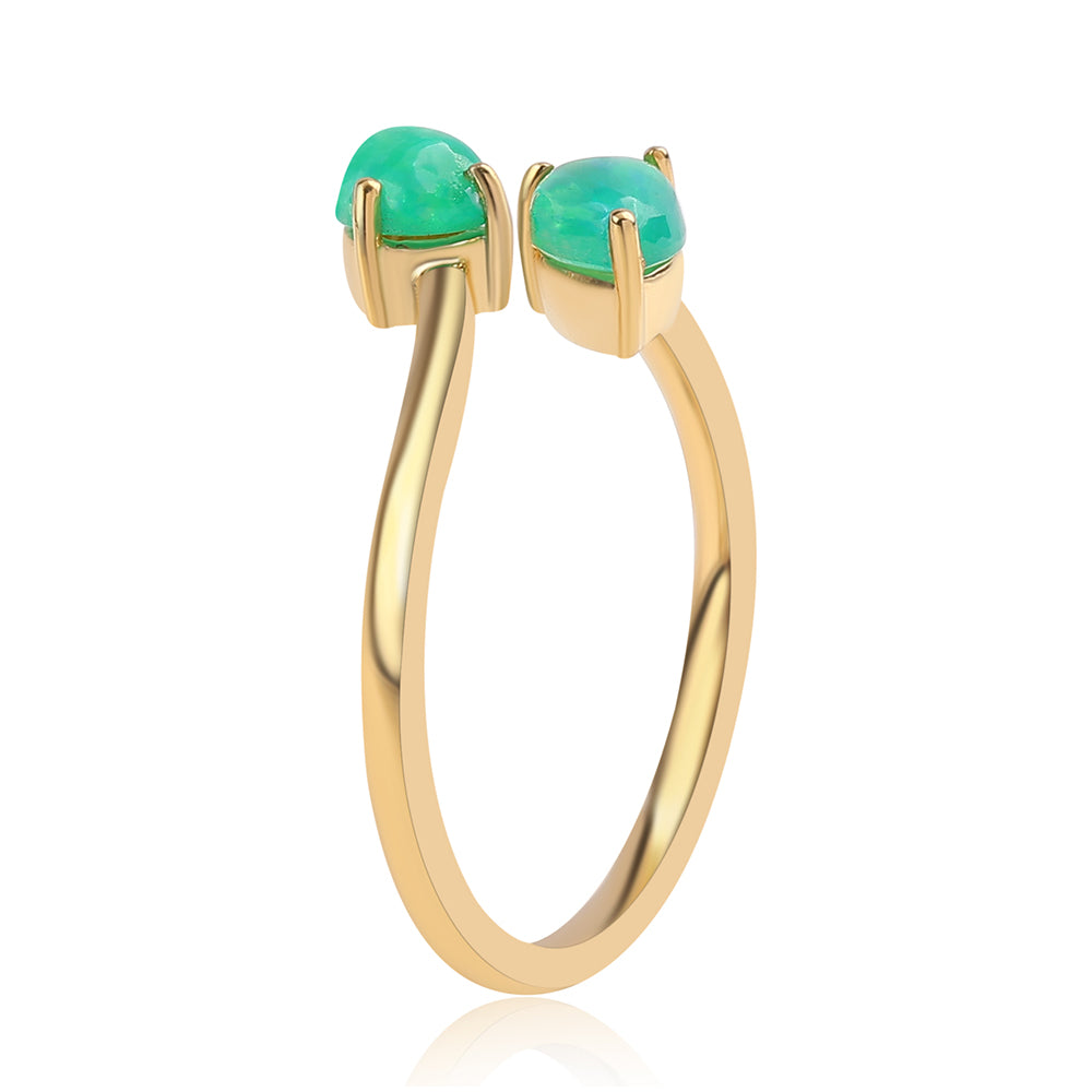 Inel din Argint 925 Placat cu Aur ( 1.79 grame ) cu Opal Verde Etiopian Lega Dembi 0.52 Carate