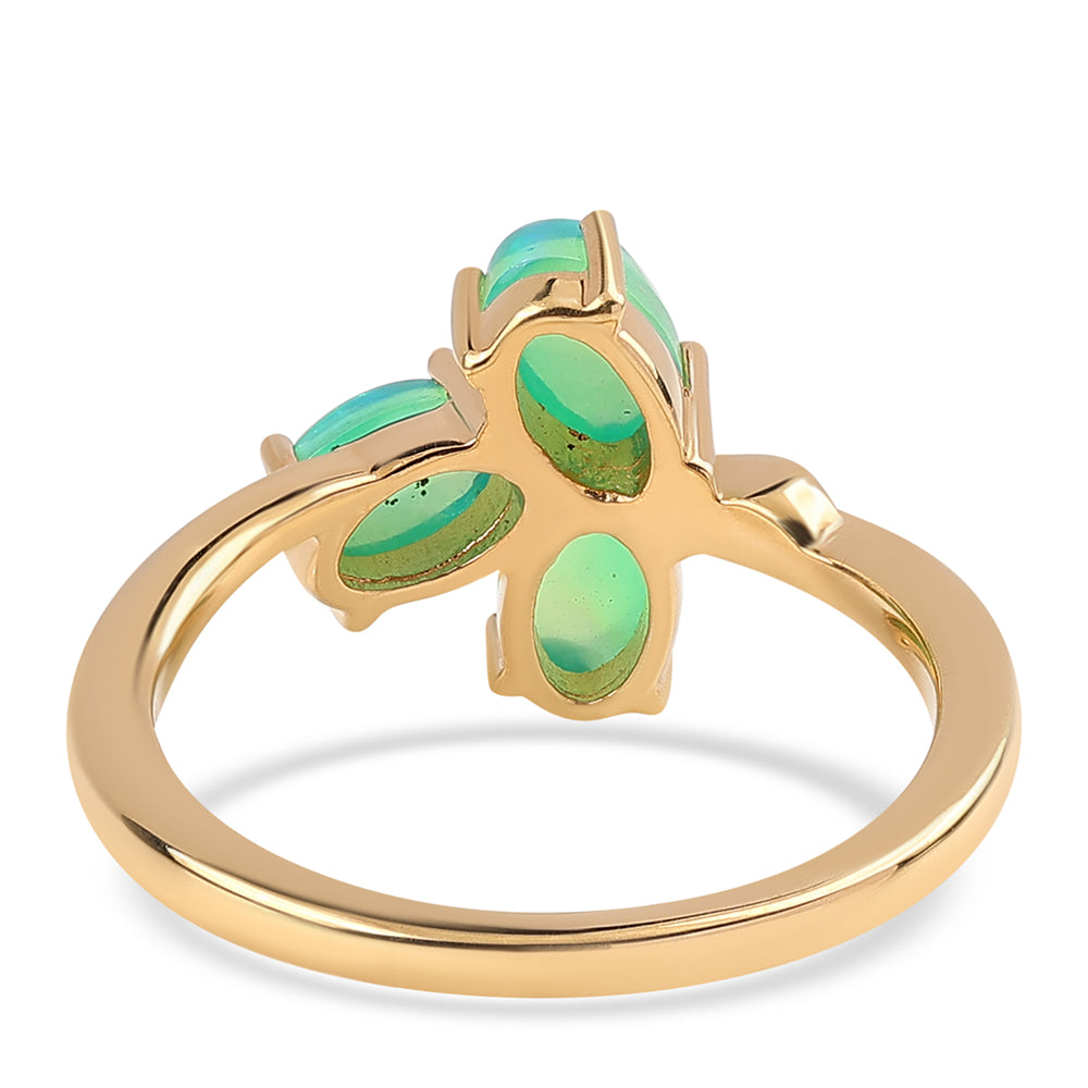 Inel din Argint 925 Placat cu Aur ( 2.24 grame ) cu Opal Verde Etiopian Lega Dembi 1.02 Carate 3 