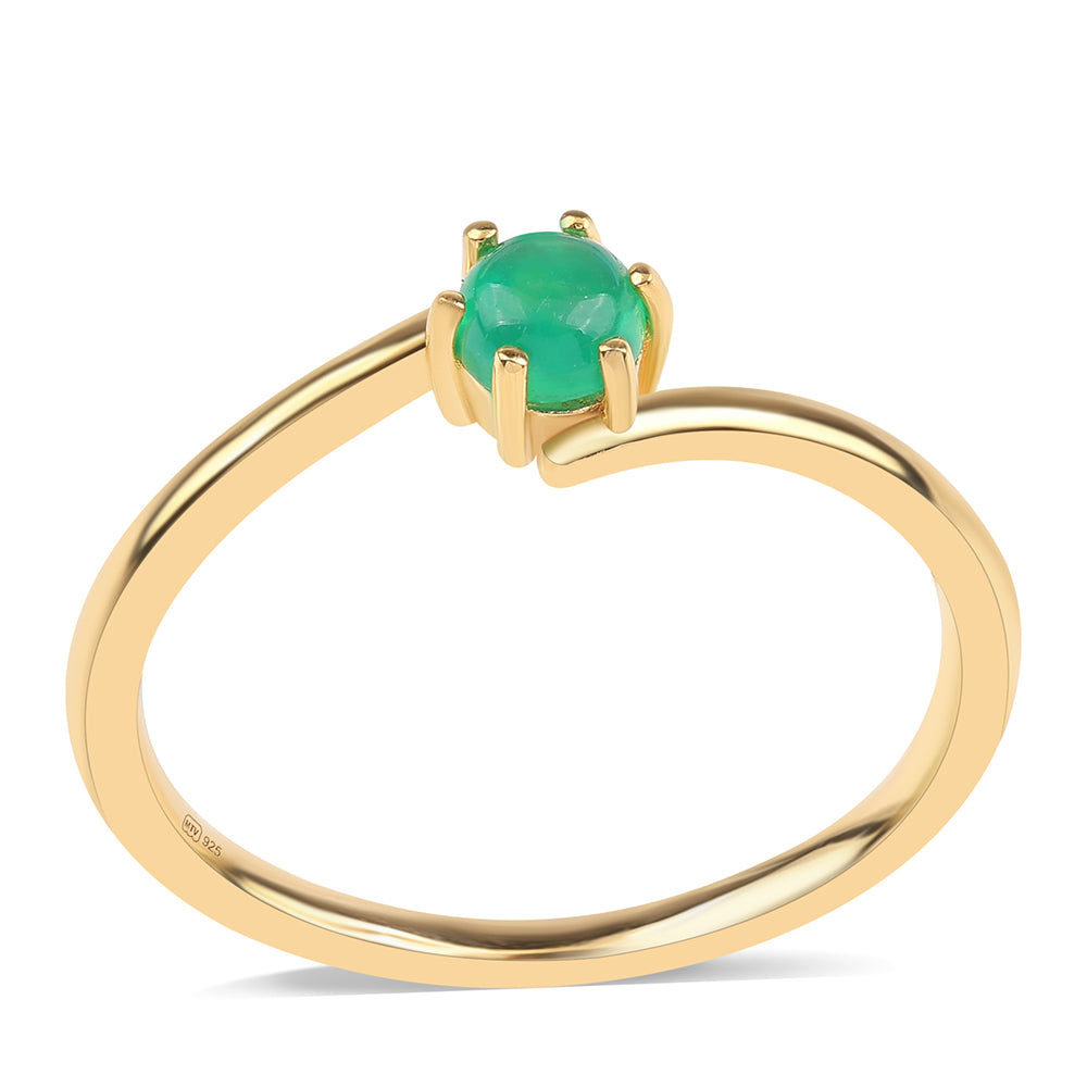 Inel din Argint 925 Placat cu Aur ( 1.62 grame ) cu Opal Verde Etiopian Lega Dembi 0.32 Carate 1 