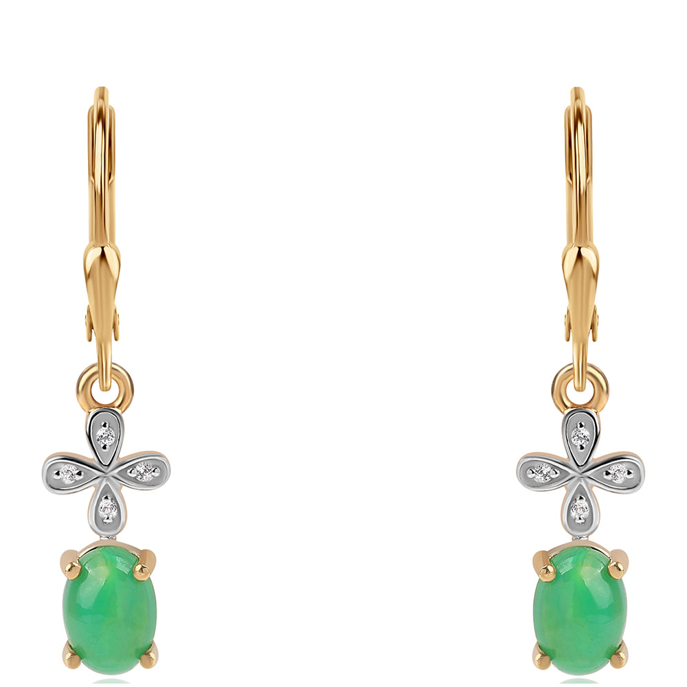 Cercei din Argint 925 Placat cu Aur ( 1.92 grame ) cu Opal Verde Etiopian Lega Dembi și Topaz Alb 1.16 Carate 2 