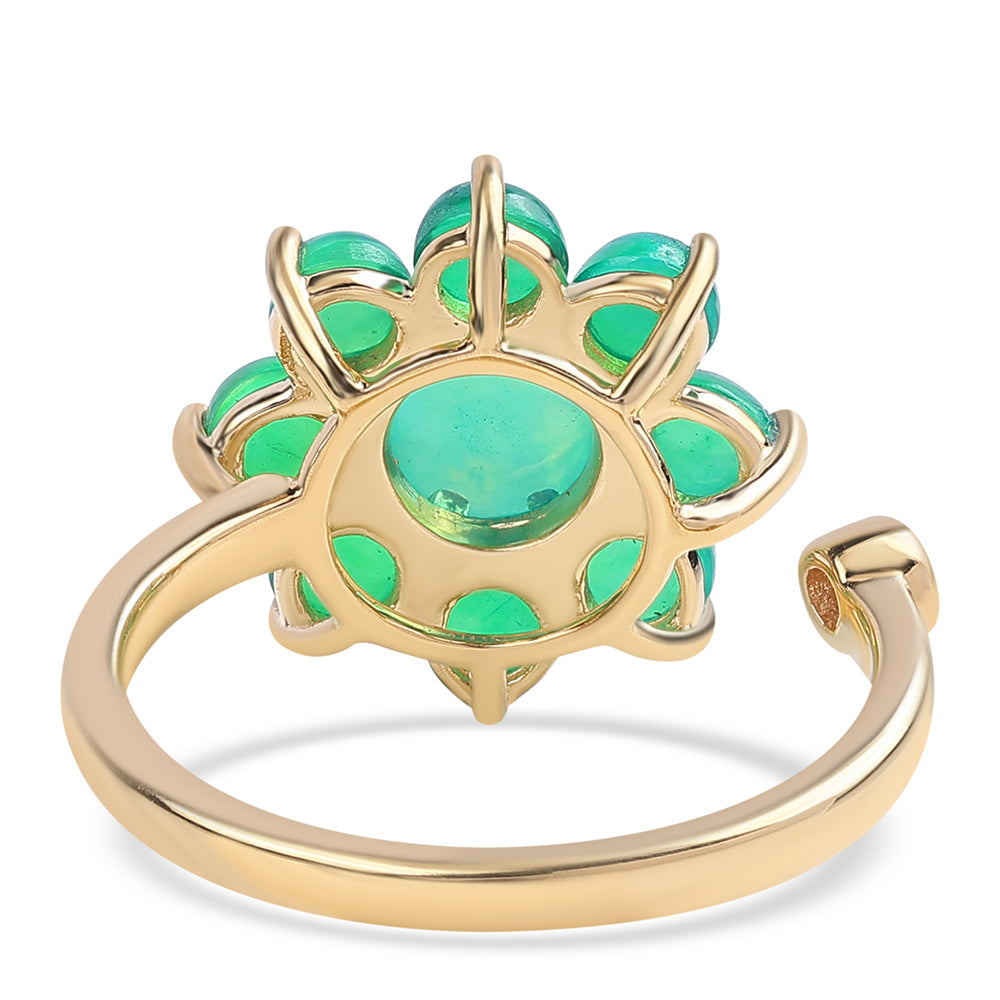 Inel din Argint 925 Placat cu Aur ( 3.09 grame ) cu Opal Verde Etiopian Lega Dembi și Topaz Alb 2.41 Carate