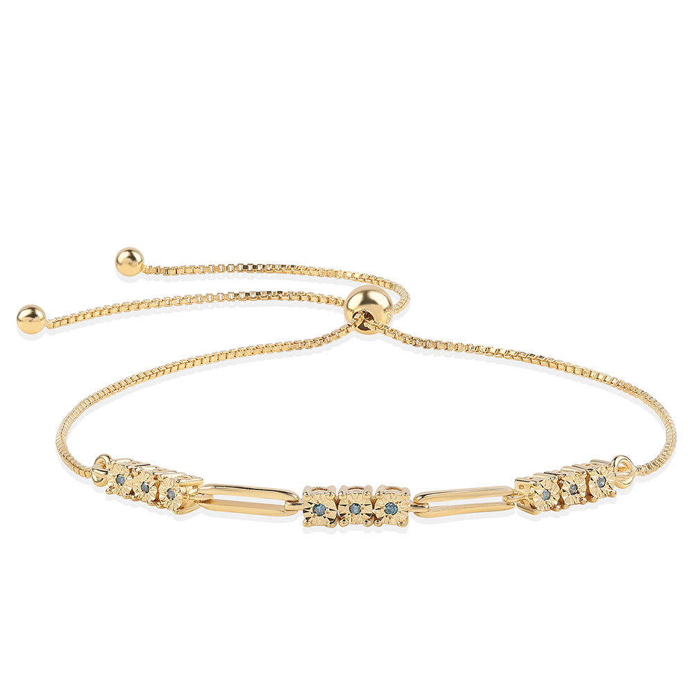 Brățară din Argint 925 Placat cu Aur ( 3.2 grame ) cu Diamant Albastru 0.05 Carate