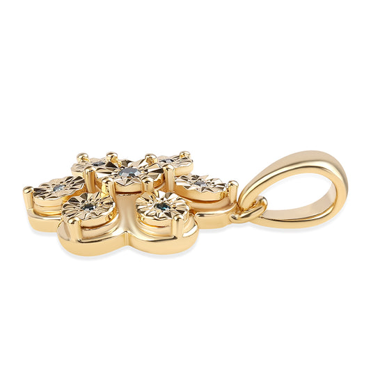 Pandantiv din Argint 925 Placat cu Aur ( 2.16 grame ) cu Diamant Albastru 0.05 Carate
