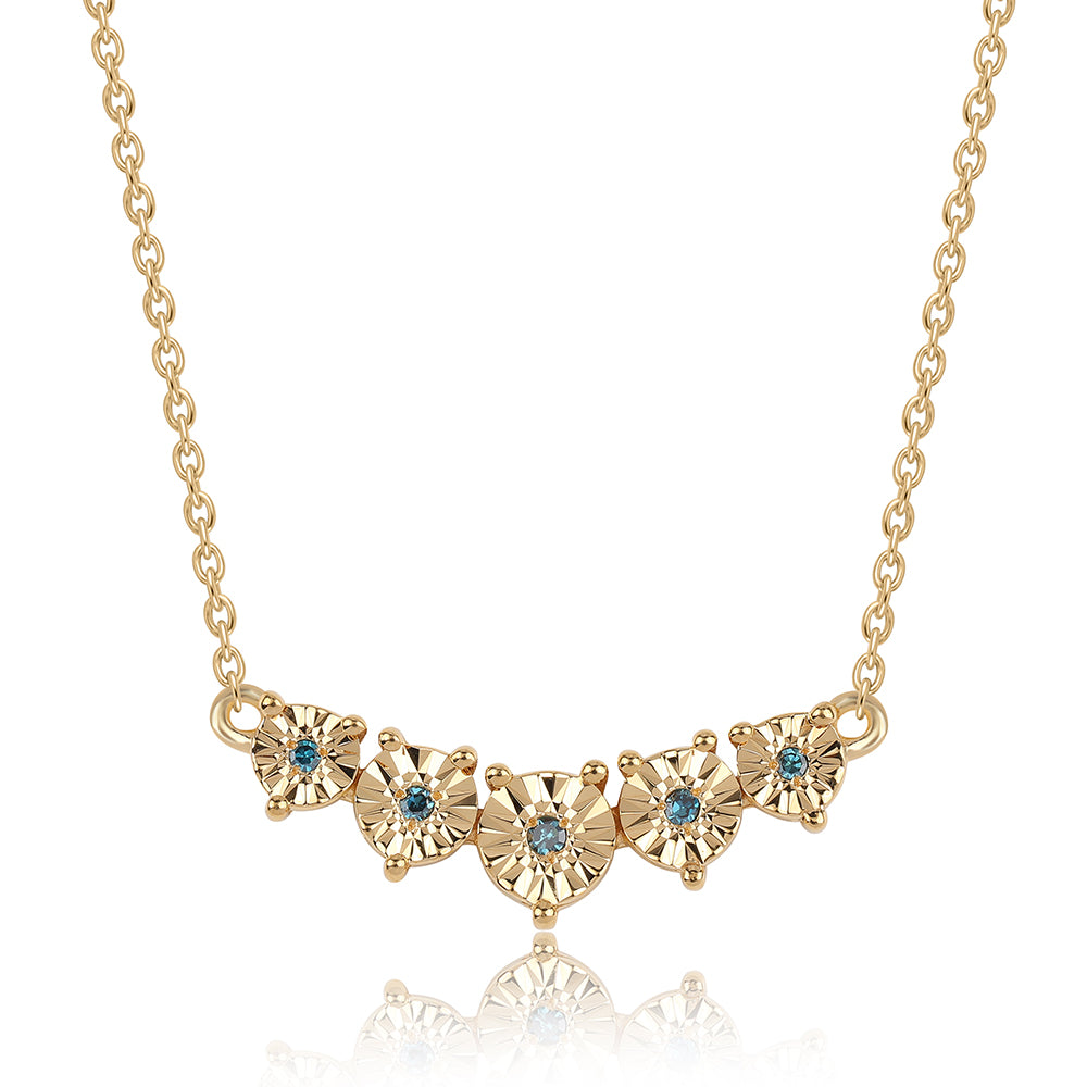 Colier din Argint 925 Placat cu Aur ( 3.26 grame ) cu Diamant Albastru 0.03 Carate