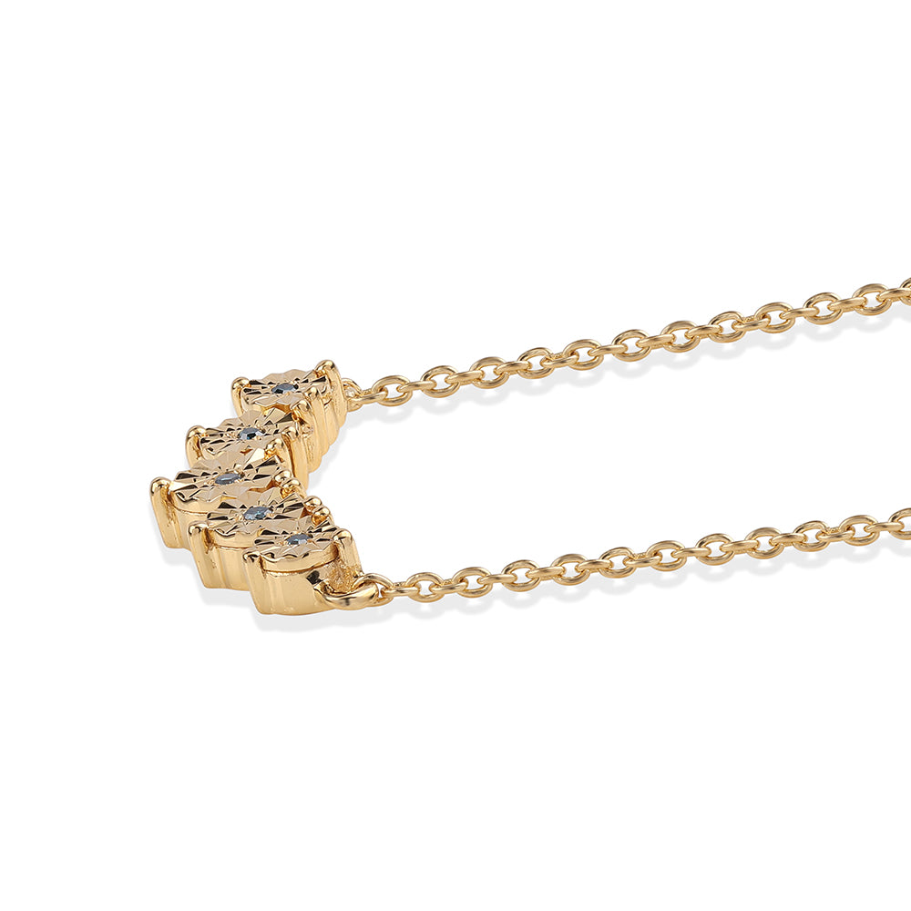 Colier din Argint 925 Placat cu Aur ( 3.26 grame ) cu Diamant Albastru 0.03 Carate 2 