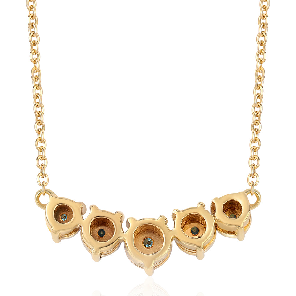 Colier din Argint 925 Placat cu Aur ( 3.26 grame ) cu Diamant Albastru 0.03 Carate 3 