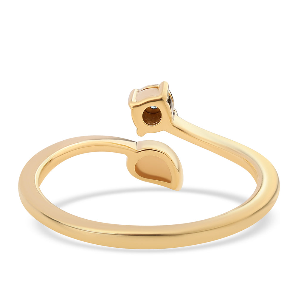 Inel din Argint 925 Placat cu Aur ( 1.83 grame ) cu Diamant Albastru 0.01 Carate 2 