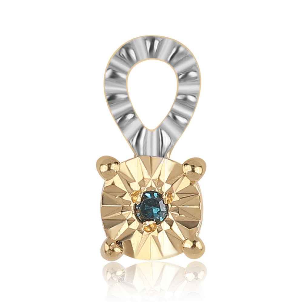 Set din Argint 925 Placat cu Aur ( 2.94 grame ) cu Diamant Albastru 0.02 Carate ( Cercei+Inel+Pandantiv ) 2 