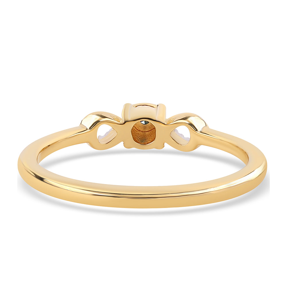 Set din Argint 925 Placat cu Aur ( 2.94 grame ) cu Diamant Albastru 0.02 Carate ( Cercei+Inel+Pandantiv )