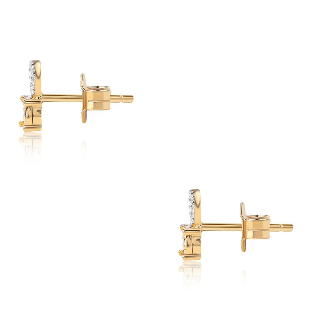 Set din Argint 925 Placat cu Aur ( 2.94 grame ) cu Diamant Albastru 0.02 Carate ( Cercei+Inel+Pandantiv ) 10 