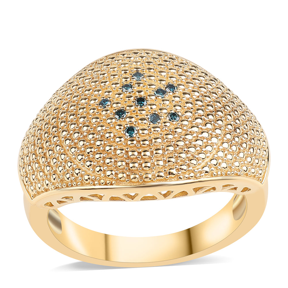 Inel din Argint 925 Placat cu Aur ( 7.05 grame ) cu Diamant Albastru 0.04 Carate