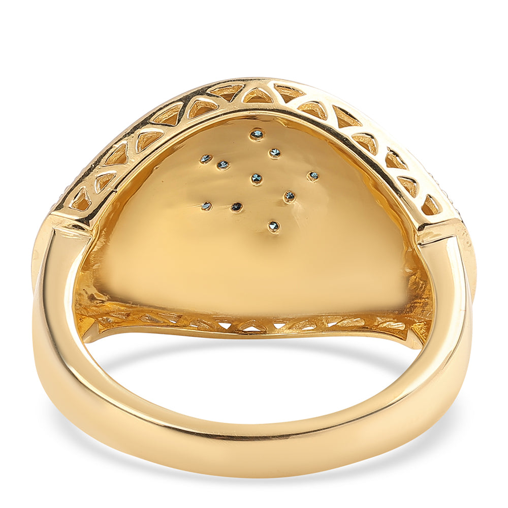 Inel din Argint 925 Placat cu Aur ( 7.05 grame ) cu Diamant Albastru 0.04 Carate