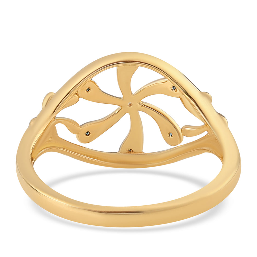 Inel din Argint 925 Placat cu Aur ( 2.6 grame ) cu Diamant Albastru 0.03 Carate 3 