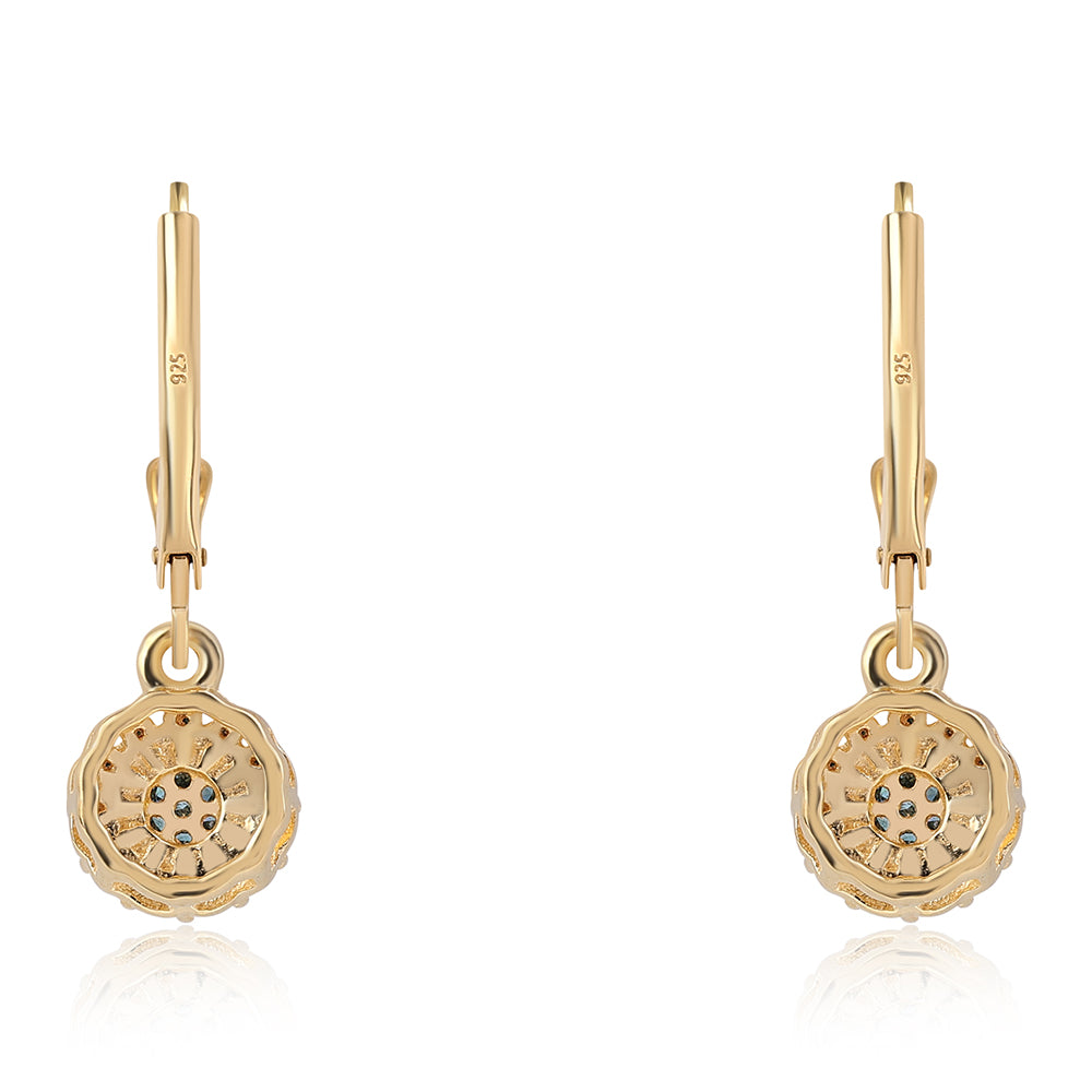 Cercei din Argint 925 Placat cu Aur ( 2.18 grame ) cu Diamant Albastru 0.32 Carate