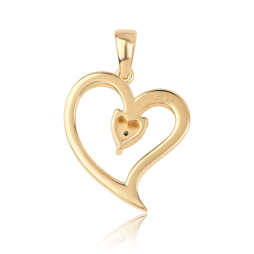 Pandantiv din Argint 925 Placat cu Aur ( 2.06 grame ) cu Diamant Albastru 0.01 Carate