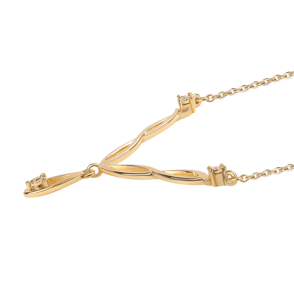 Colier din Argint 925 Placat cu Aur ( 4.06 grame ) cu Diamant Albastru și Diamant Alb 0.02 Carate 2 