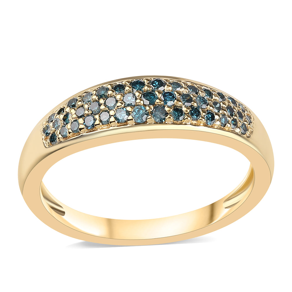 Inel din Argint 925 Placat cu Aur ( 2.28 grame ) cu Diamant Albastru 0.33 Carate