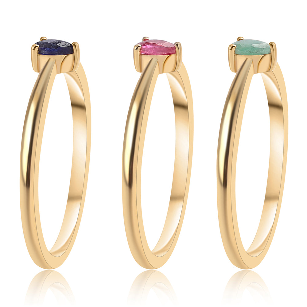 Set din Argint 925 Placat cu Aur ( 4.8 grame ) cu Rubin Thailandez și Smarald Brazilian 0.52 Carate ( Inel ) 2 