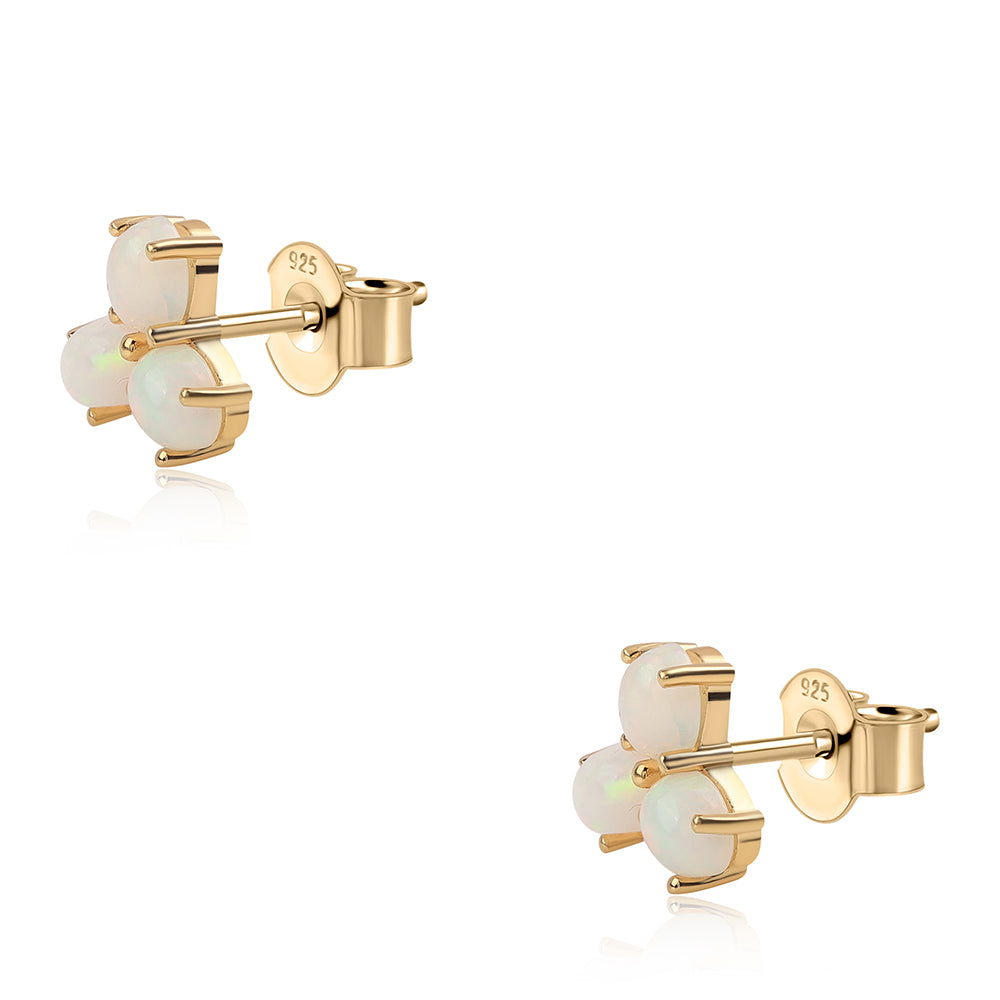 Cercei din Argint 925 Placat cu Aur ( 1.02 grame ) cu Opal Etiopian Lega Dembi 0.72 Carate 3 