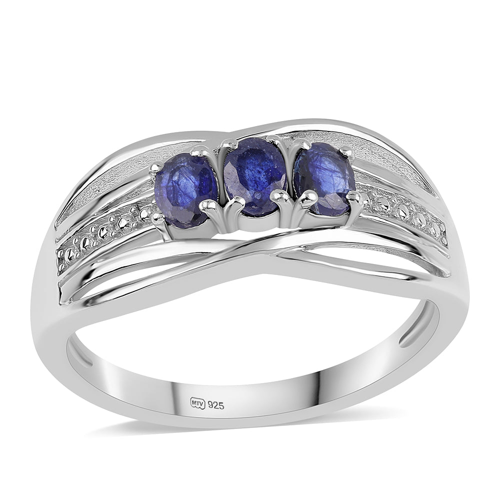 Inel din Argint 925 ( 3.03 grame ) cu Safir Albastru Australian 0.87 Carate 1 