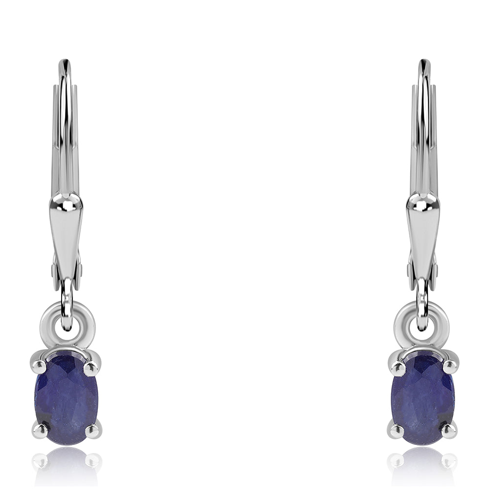 Cercei din Argint 925 ( 1.22 grame ) cu Safir Albastru Australian 1.36 Carate 2 