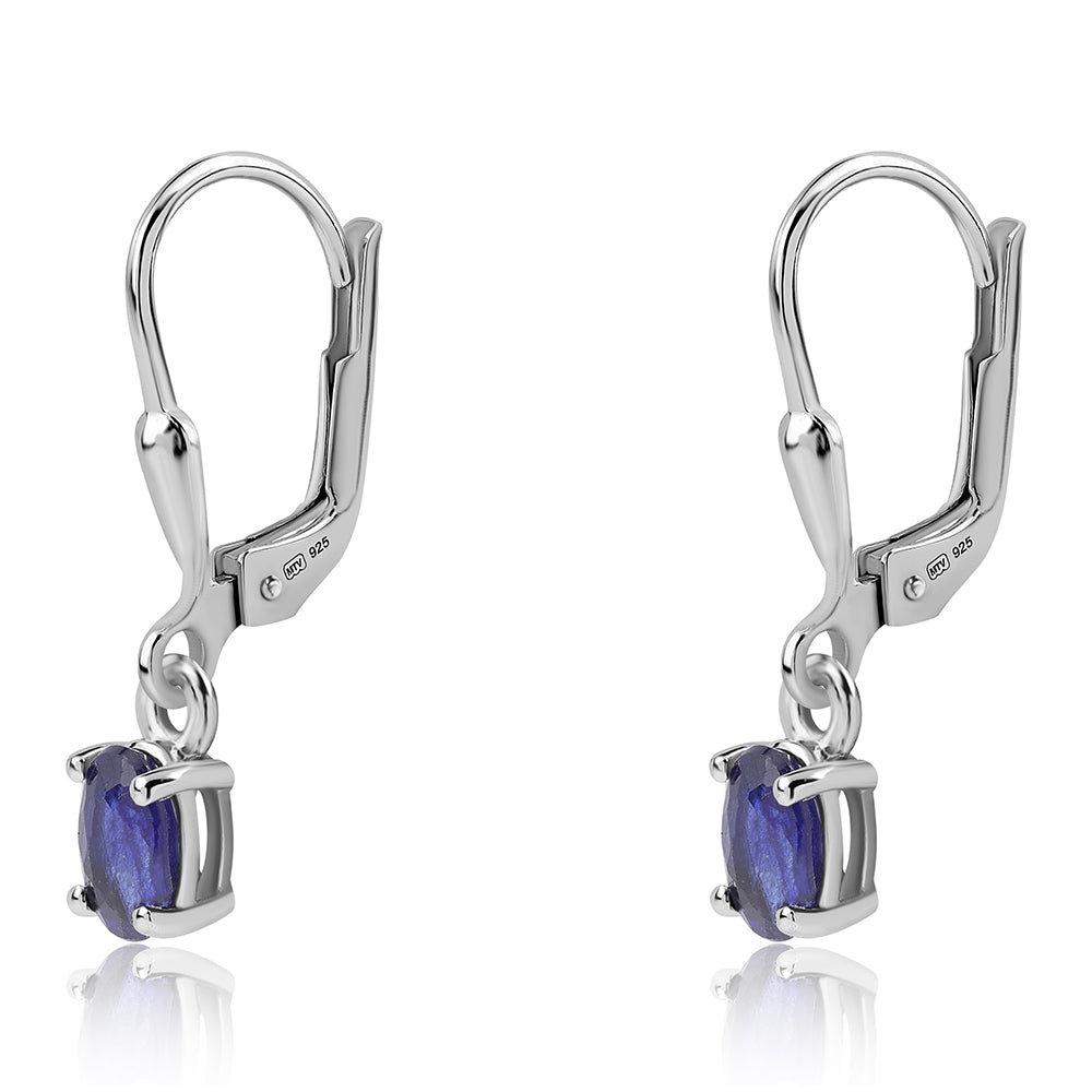 Cercei din Argint 925 ( 1.22 grame ) cu Safir Albastru Australian 1.36 Carate 1 
