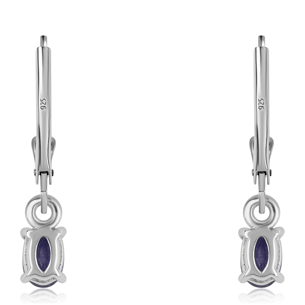 Cercei din Argint 925 ( 1.22 grame ) cu Safir Albastru Australian 1.36 Carate 3 