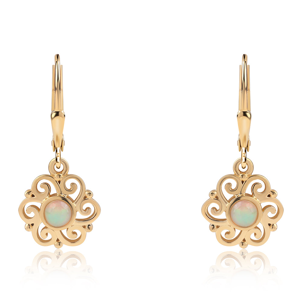 Cercei din Argint 925 Placat cu Aur ( 2.69 grame ) cu Opal Etiopian Lega Dembi 0.34 Carate