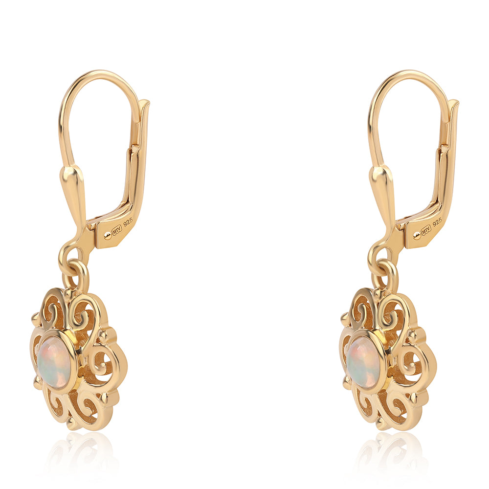 Cercei din Argint 925 Placat cu Aur ( 2.69 grame ) cu Opal Etiopian Lega Dembi 0.34 Carate