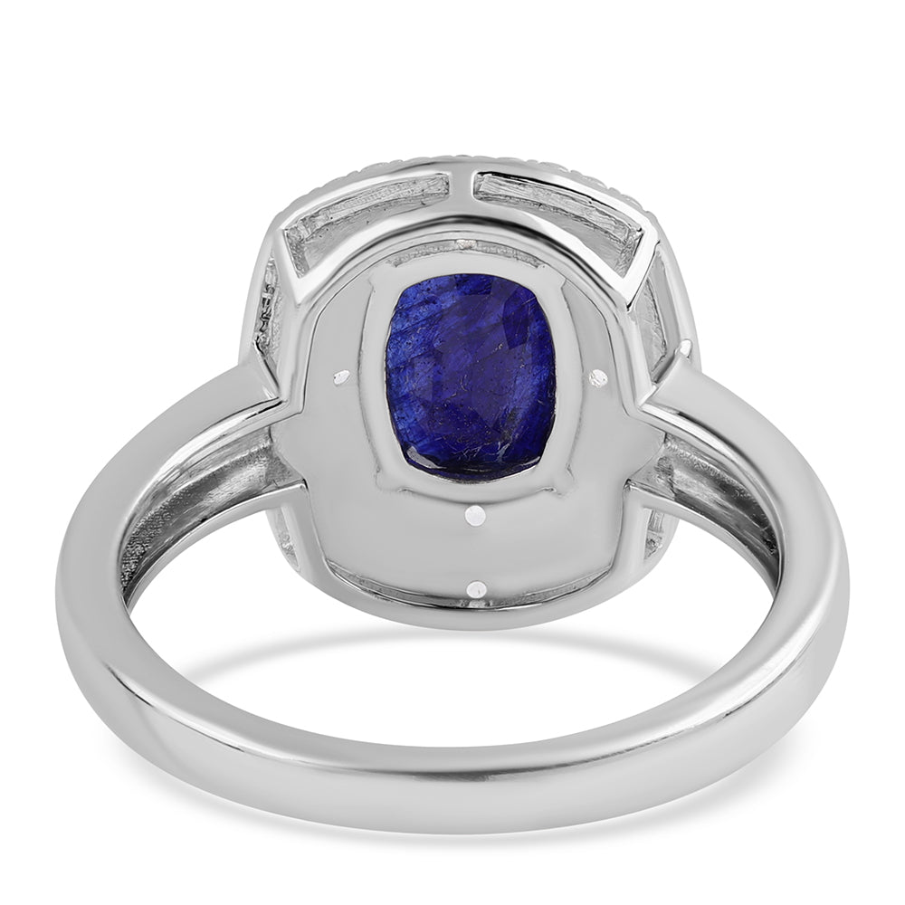 Inel din Argint 925 ( 2.92 grame ) cu Safir Albastru Australian și Topaz Alb 5.04 Carate 2 