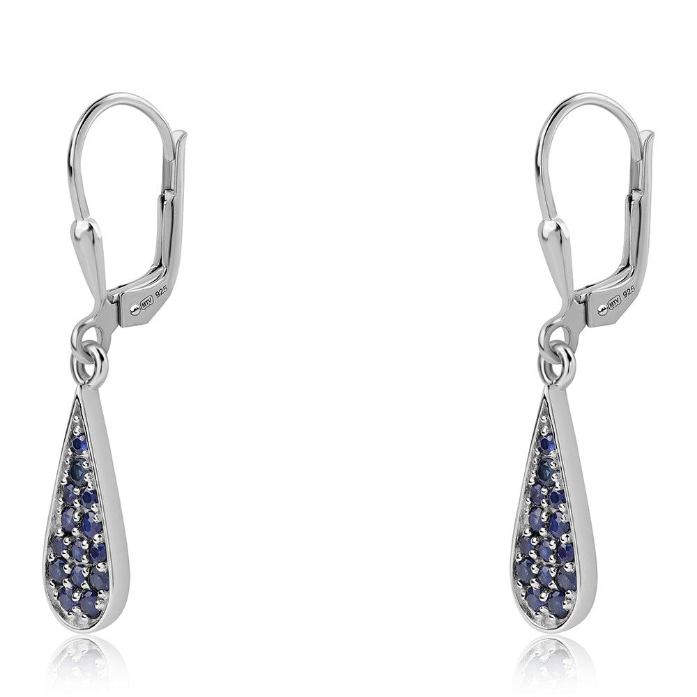 Cercei din Argint 925 ( 2.56 grame ) cu Safir Albastru Australian 0.42 Carate
