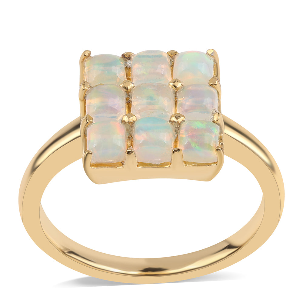 Inel din Argint 925 Placat cu Aur ( 3.26 grame ) cu Opal Etiopian Lega Dembi 1.17 Carate 1 