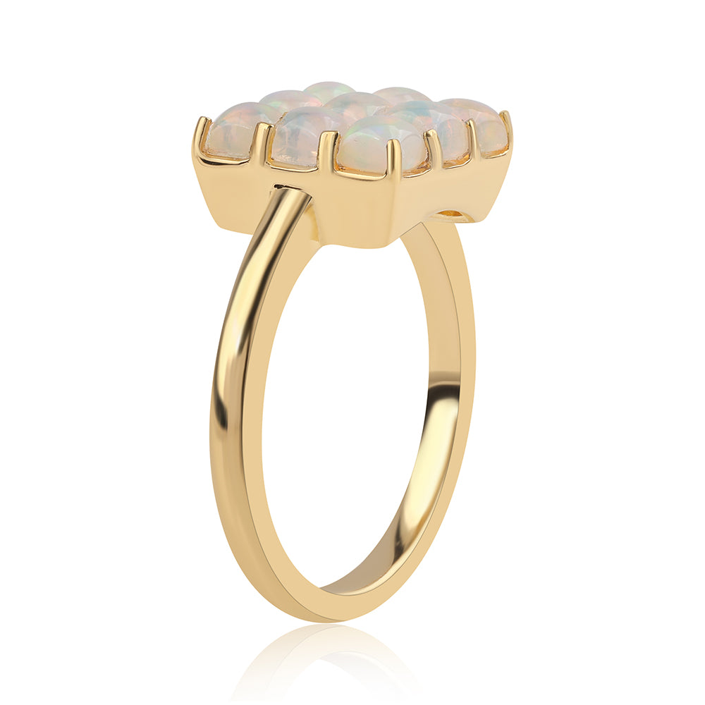 Inel din Argint 925 Placat cu Aur ( 3.26 grame ) cu Opal Etiopian Lega Dembi 1.17 Carate 2 