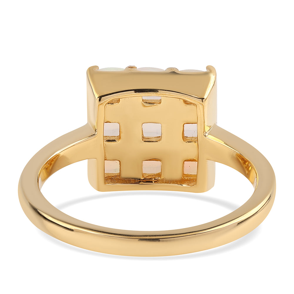 Inel din Argint 925 Placat cu Aur ( 3.26 grame ) cu Opal Etiopian Lega Dembi 1.17 Carate 3 