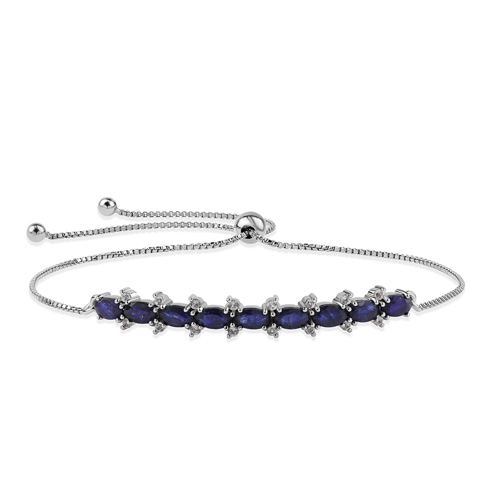 Brățară din Argint 925 ( 3.29 grame ) cu Safir Albastru Australian și Topaz Alb 3.39 Carate