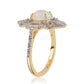 Inel din Argint 925 Placat cu Aur ( 3.69 grame ) cu Opal Etiopian Lega Dembi și Topaz Alb 1 Carate