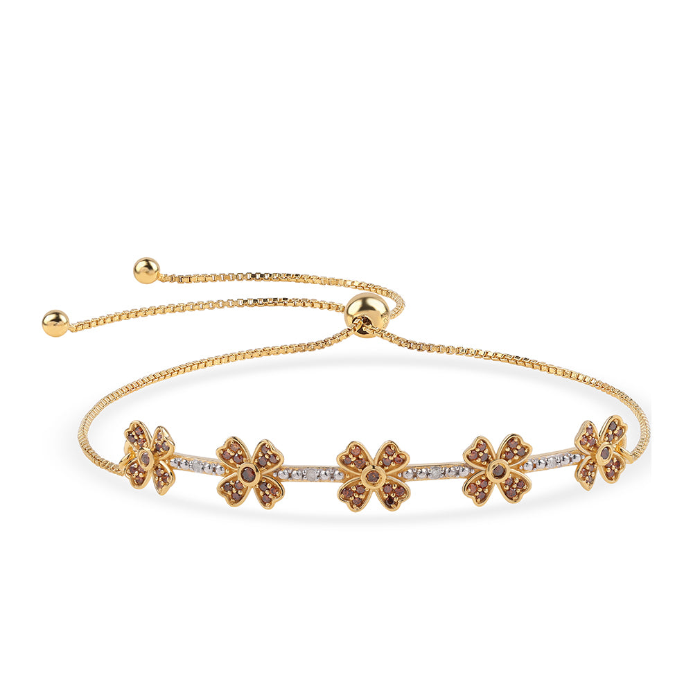 Brățară din Argint 925 Placat cu Aur ( 4.11 grame ) cu Diamant Roșu și Diamant Alb 0.46 Carate