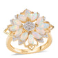 Inel din Argint 925 Placat cu Aur ( 4.21 grame ) cu Opal Etiopian Lega Dembi și Topaz Alb 1.74 Carate