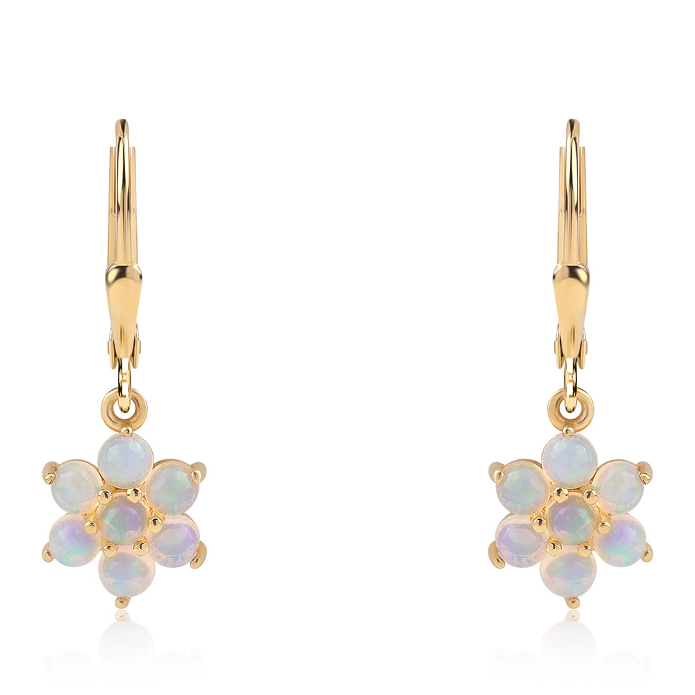 Cercei din Argint 925 Placat cu Aur ( 1.91 grame ) cu Opal Etiopian Lega Dembi 1.68 Carate 1 