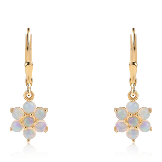 Cercei din Argint 925 Placat cu Aur ( 1.91 grame ) cu Opal Etiopian Lega Dembi 1.68 Carate