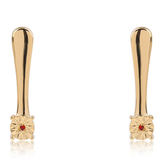 Cercei din Argint 925 Placat cu Aur ( 2.45 grame ) cu Diamant Roșu 0.01 Carate